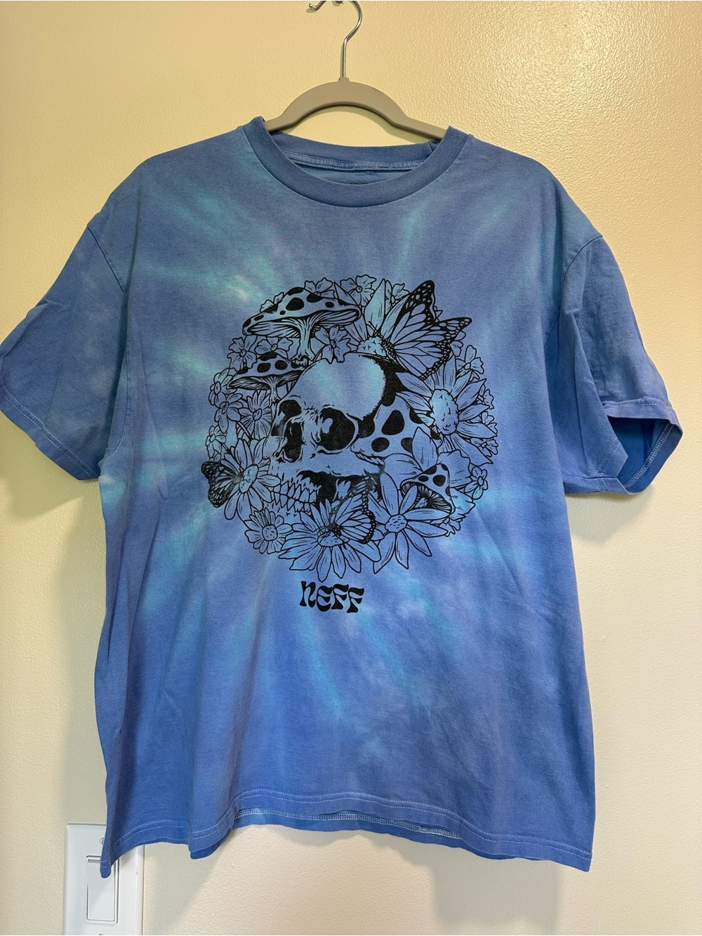 Neff Blue Tie-Dye Skull & Floral Graphic Tee
